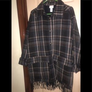 Plaid with fringe jacket/schacket SIZE M/L